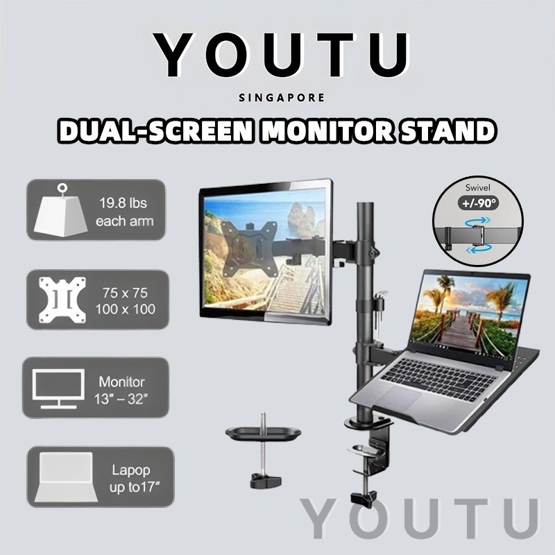 Monitor Stand Monitor Arm 1327 Inch Monitor & Laptop Stand Table Clamping/Mounting 2 in 1 Monitor & 