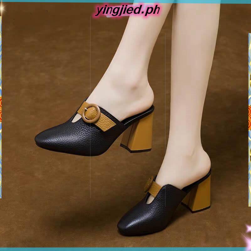 Cln รองเท้าแตะมีส้นสําหรับผู้หญิง abac a hills สไตล์ขั้นตอนใน 123 นิ้วรองเท้าแตะ parisian