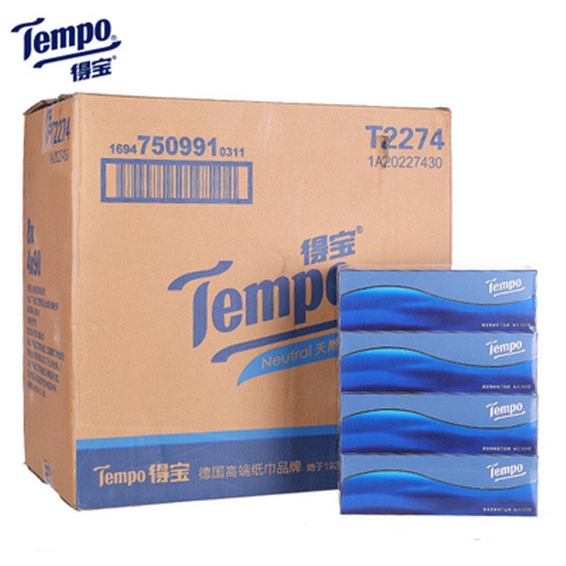 Tempo Tempo Paper Hard Box 90 กระดาษ 3 ชั้นผ้าเช็ดปาก Unscented Hotel กระดาษชําระทั้งกล่อง 32 กล่อง 