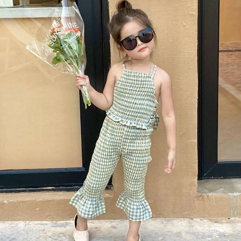 Nin.Shop ชุดเซ็ต2ชิ้น เสื้อสายเดี่ยว+กางเกงขาบาน #242