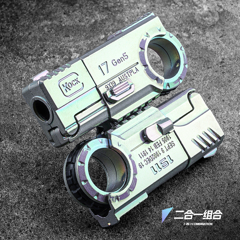 Glock เทคโนโลยีสีดําโลหะ Fidget Spinner Decompression edc Push Card Finger Hand Play วัตถุขนาดเล็กขอ