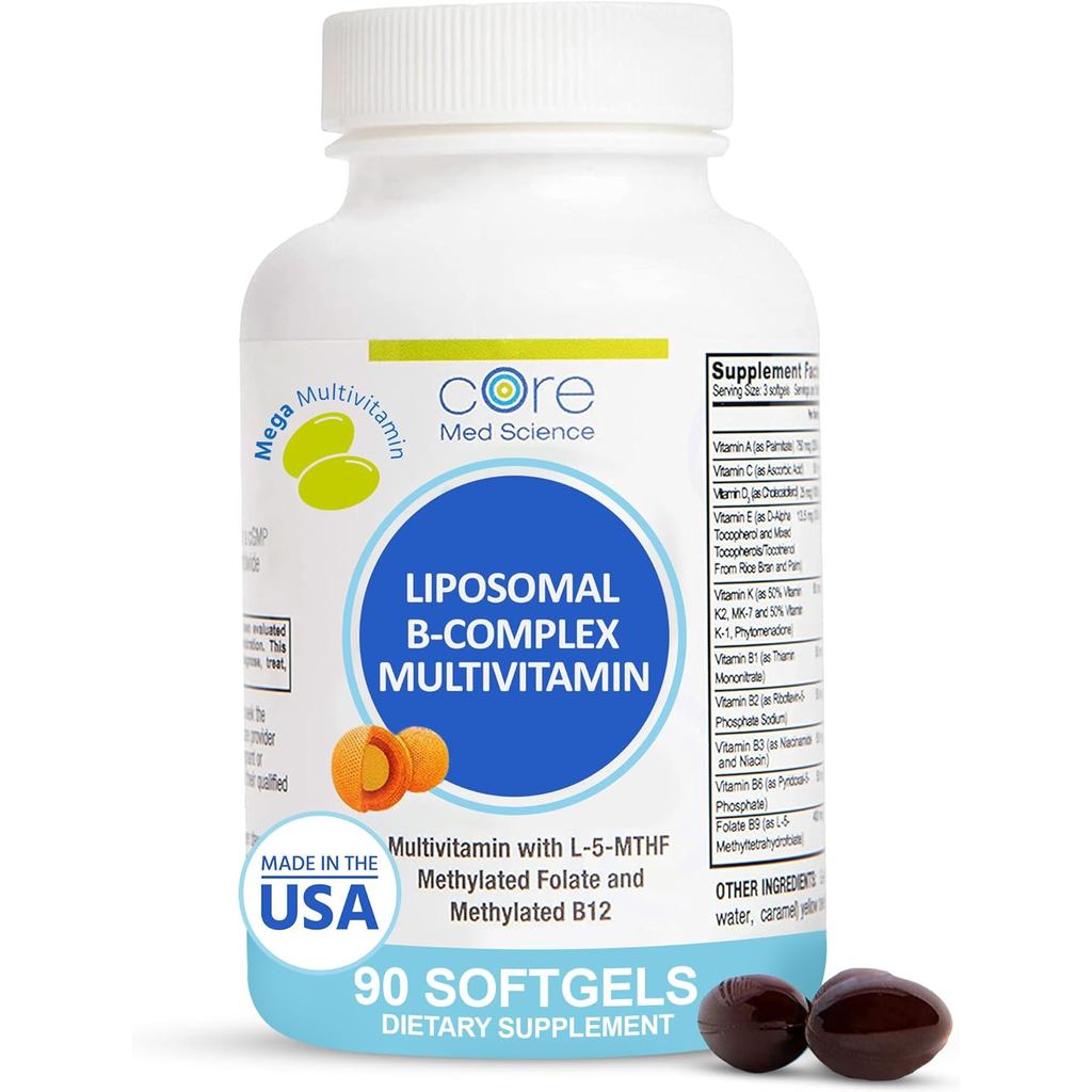 Core Med Science Liposomal Methylated Multivitamin B-Complex, 90 Softgels - อาหารเสริมวิตามิน Super 