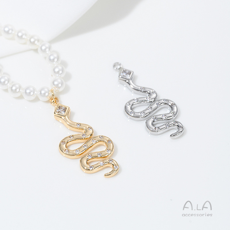 เครื่องประดับ DIY 14K Gold-Covered ปีงู Zodiac จี้ สร้อยคอ และต่างหู O2MK