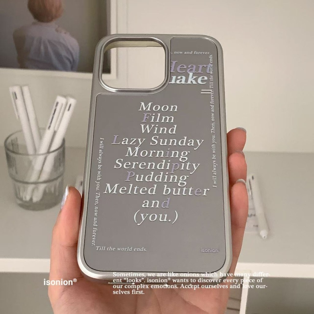 Silver Frosted พิมพ์แต่งหน้ากระจกเคสโทรศัพท์ Drop-Resistant สําหรับ iPhone 16 Promax 15 Promax 11 12 13 14plus 15plus 16e 16plus 15pro