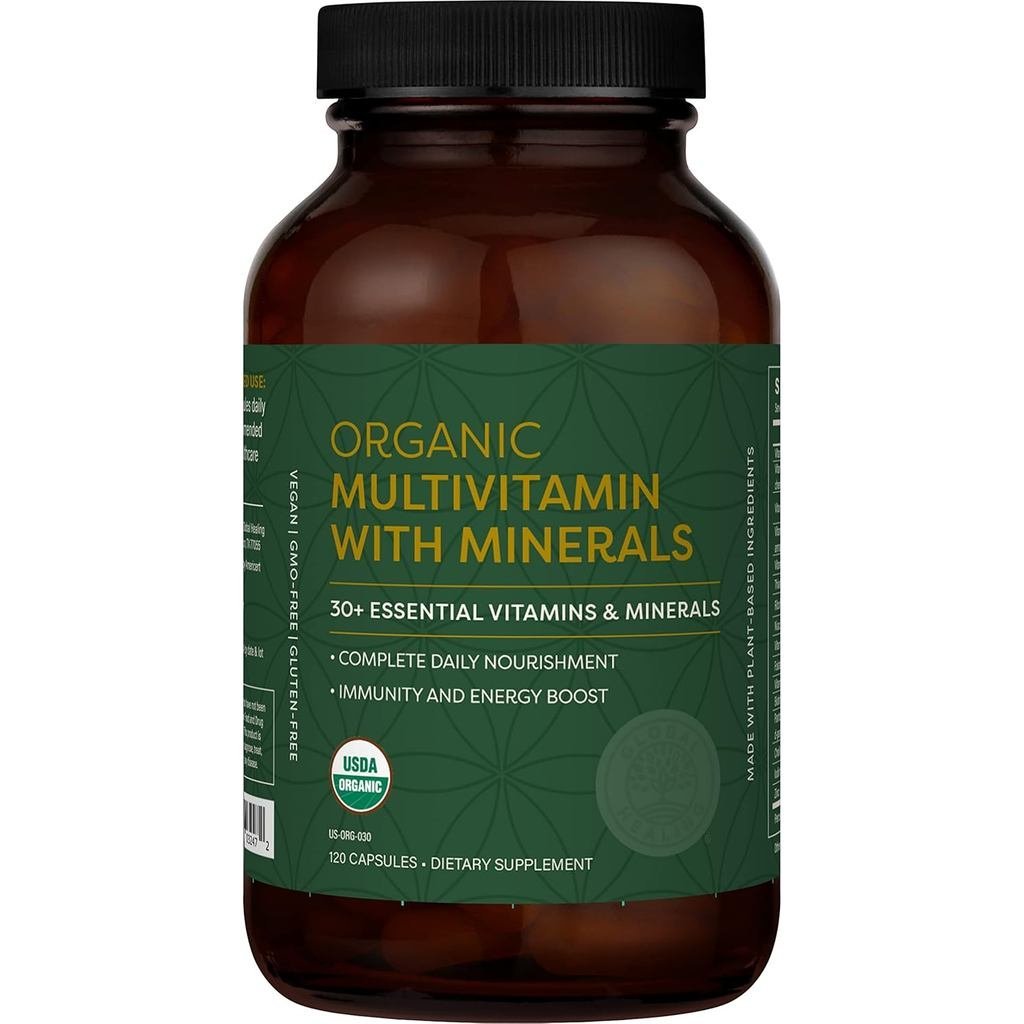 Global Healing Center - USDA Organic Multivitamin for Women & Men - วิตามินรวม A, C, D, & More for Y