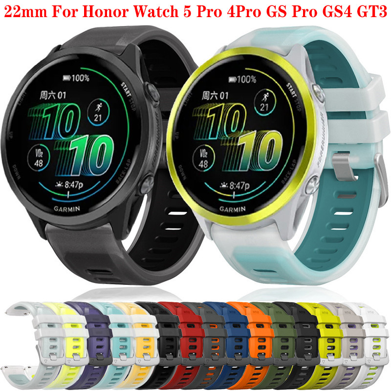 สายซิลิโคนสําหรับเล่นกีฬาสําหรับ Honor Watch 5 Pro 4Pro GS Pro GS4 GS3 สายรัดข้อมือทดแทนทูโทน 22 มม.