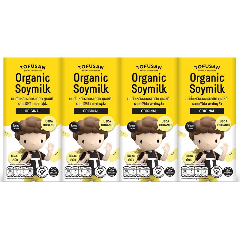 โทฟุซังนมถั่วเหลืองออร์แกนิครสออริจินอล 180มล. แพค 4 Tofusan Original 180X4 [หมายเลขบาร์โค้ด 8859473100609]