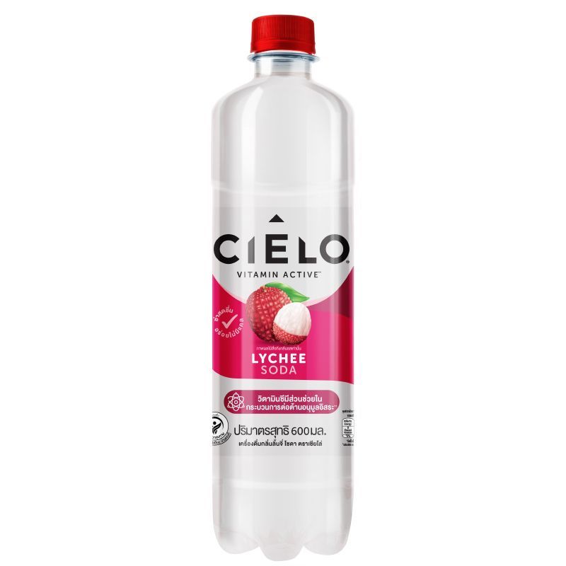 เซียโล่กลิ่นลิ้นจี่โซดา 600มล. Cielo Lychee Flavour Soda 600ml. [หมายเลขบาร์โค้ด 8858638009245]