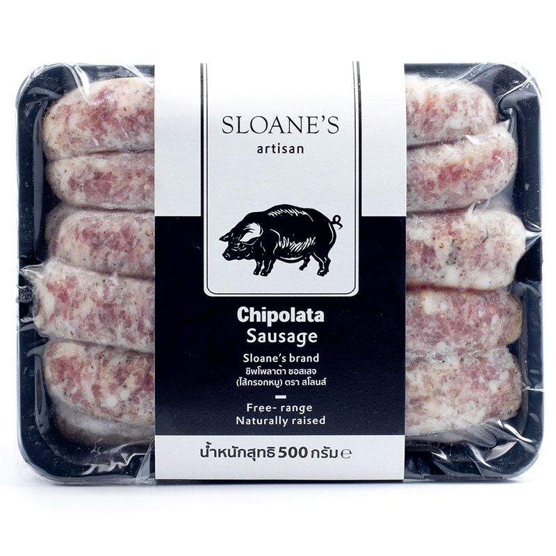 สโลนส์ไส้กรอกหมูชิพโพลาต้าซอสเซจ 500กรัม Sloane Chipolata Sausage 500g. [หมายเลขบาร์โค้ด 0736313264937 ]