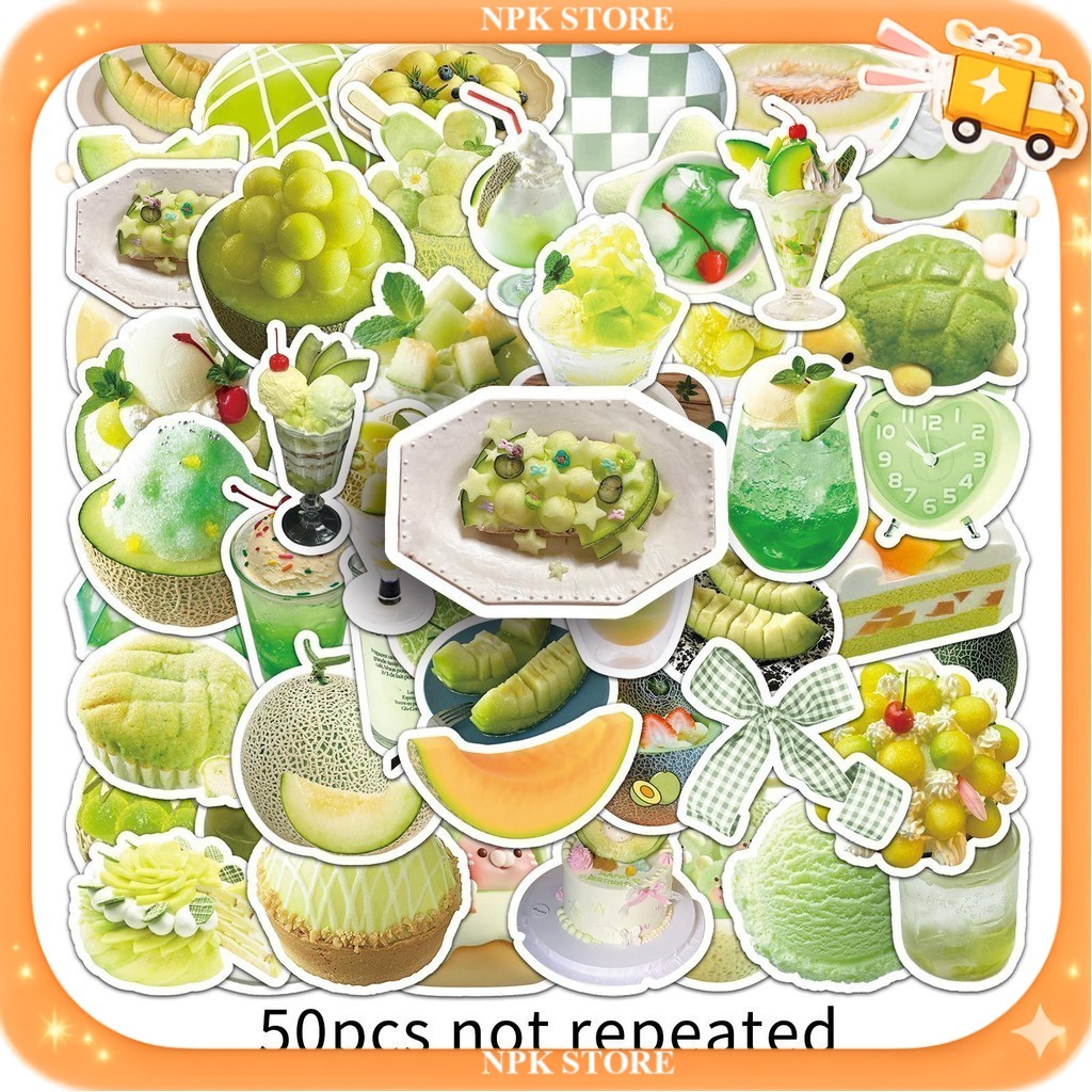 🔥🇹🇭พร้อมส่ง🇹🇭🔥 50แบบ Sticker ขนม เครื่องดื่ม อาหาร ทำจาก เมล่อน Food dessert beverage fruit Melon