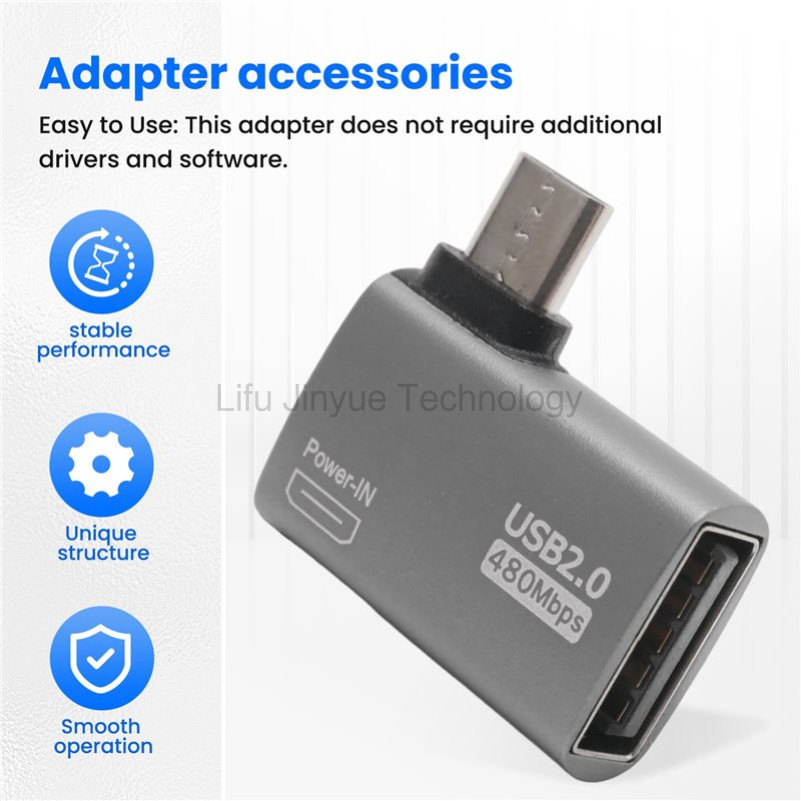LKYY โฮสต์อะแดปเตอร์ OTG สําหรับ Fire TV Stick 90 องศามุมซ้าย/ขวา Micro-USB ถึง USB2.0 OTG อะแดปเตอร