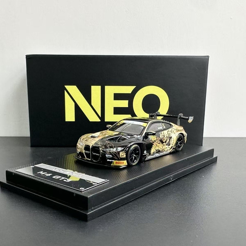 [คลังสินค้าพร้อม] NEO MODEL 1/64 BMW M4 GT3 Golden Dragon Race Coating Alloy Car MODEL