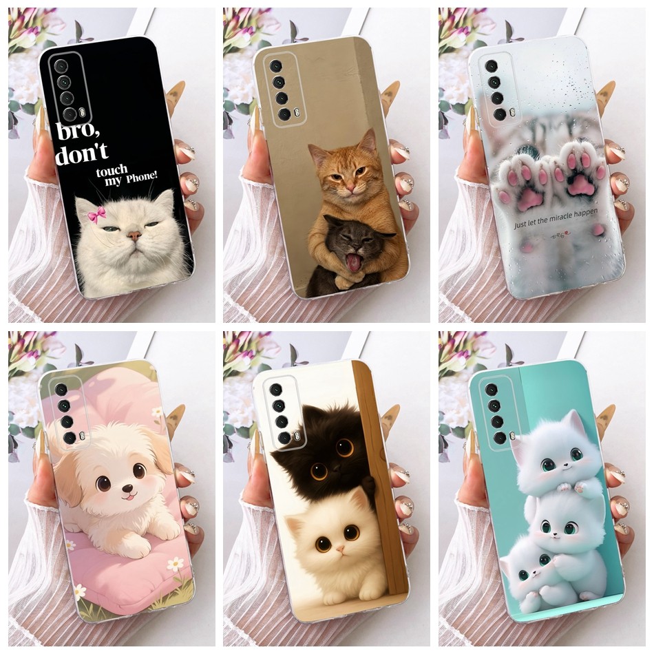 สําหรับ Huawei P สมาร์ท 2021 PPA-LX1 PPA-LX2 / Y7a PPA-LX3 แมวน่ารัก Doggies รูปแบบเคสโทรศัพท์ซิลิโค