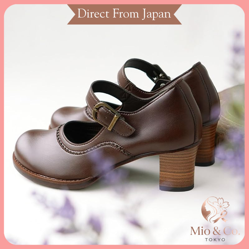 Belle & Sofa Comfortable Strap Pumps for Women, Easy to Walk Heels, Wide Fit, Made in Japan, A5594 (