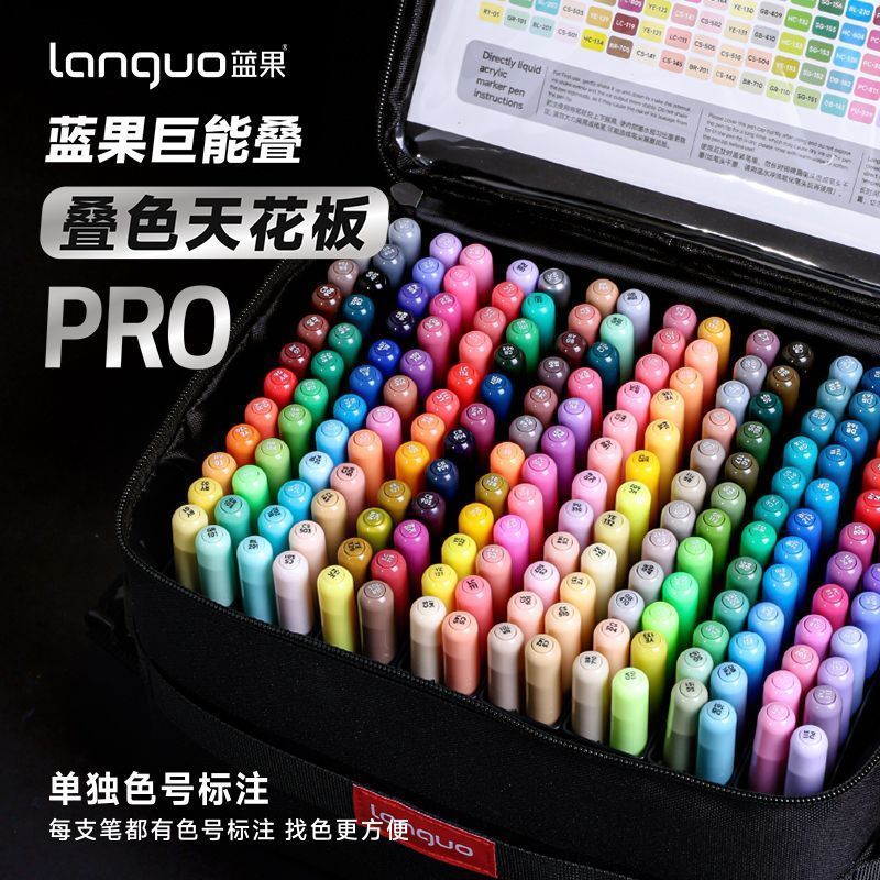 [Languo] Giant Stacking PRO Straight Liquid Acrylic Marker Soft Tip Student Painting Set Art Dedicat
