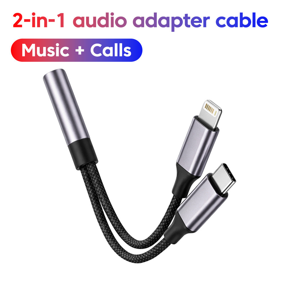 Elough 2 in 1 DAC อะแดปเตอร์เสียง Type-C/L ถึง 3.5 มม.สายแจ็คสําหรับ Samsung Xiaomi