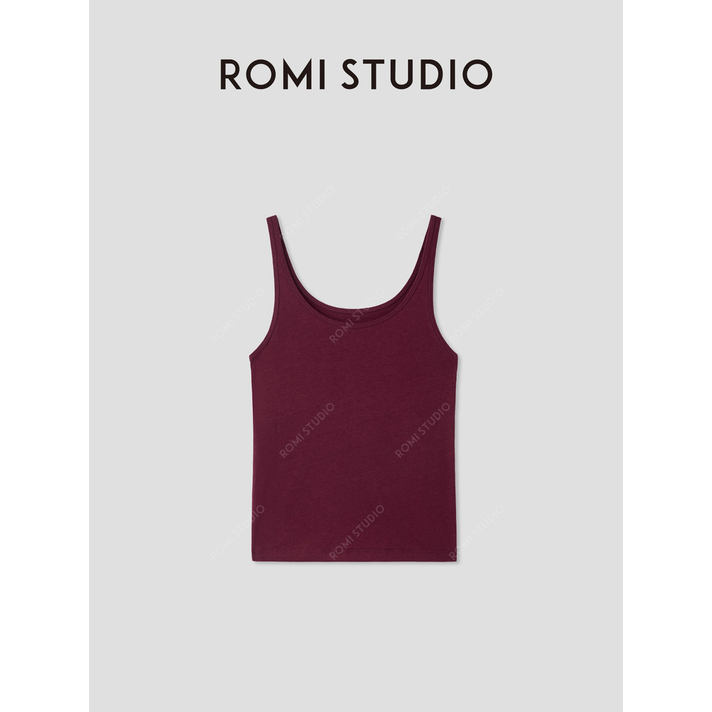 R ROMI STUDIO ยุโรปนําเข้าผ้าลินินหวีผ้าฝ้ายผสมเสื้อชั้นในสตรีคอยูนุ่ม RWCRS64056