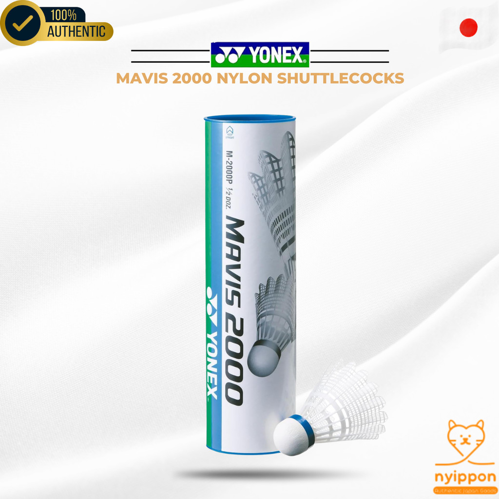 YONEX Mavis 2000 Nylon Shuttlecocks with Natural Cork – 6 Pack, Speed Options: Slow, Middle, Fast