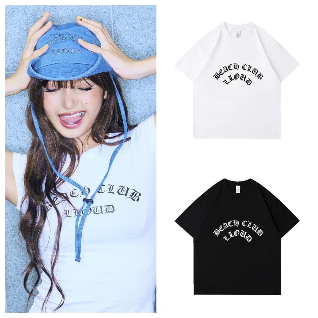 K-pop BLACKPINK Lisa LLoud Cotton Casual Top ฤดูร้อนผู้หญิง