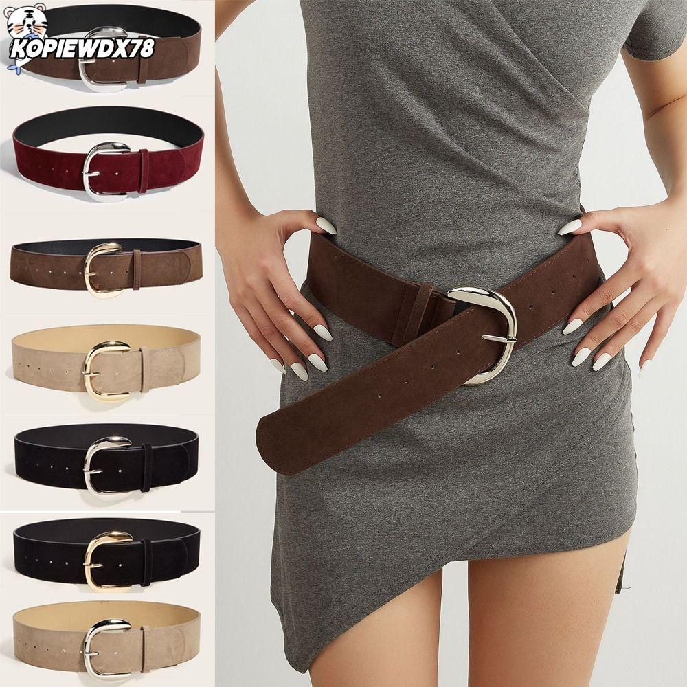 KOPIEWDX78MN หนังนิ่มเข็มขัดกว้าง, Luxury Design อินเทรนด์ Pin Buckle เข็มขัด, Retro อเนกประสงค์ Maillard สไตล์ Casual ธุรกิจสายรัดเอวของขวัญ