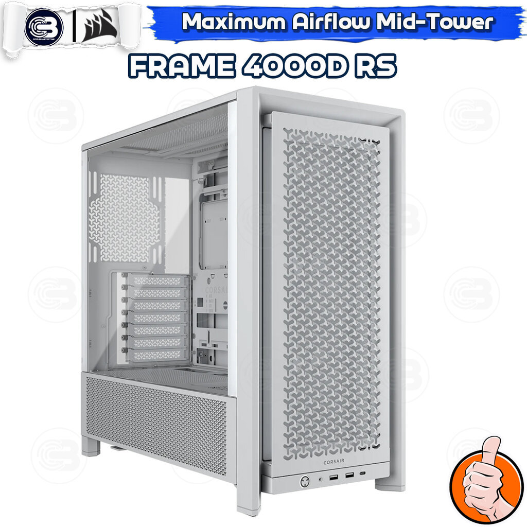[CoolBlasterThai] CORSAIR FRAME 4000D AIRFLOW Mid-Tower PC Case - White ประกัน 2 ปี (CC-9011313-WW)