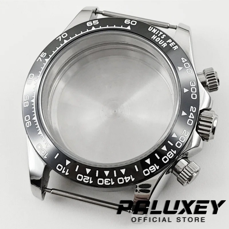 PALUXEY 40 มม.VK63 Sapphire Glass นาฬิกาสแตนเลสเซรามิค Bezel นาฬิกาผู้ชายอุปกรณ์เสริมสําหรับ VK63 VK