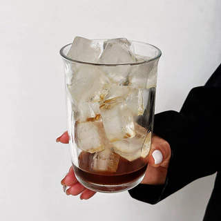 แก้วน้ำลายริ้ว แก้วใส 400ml แก้วกาแฟ แก้วนม แก้วชา แก้วน้ำเย็น มินิมอล สไตล์เกาหลี ถ่ายรูปสวย ใช้ได้ทั้งร้อนและเย็น