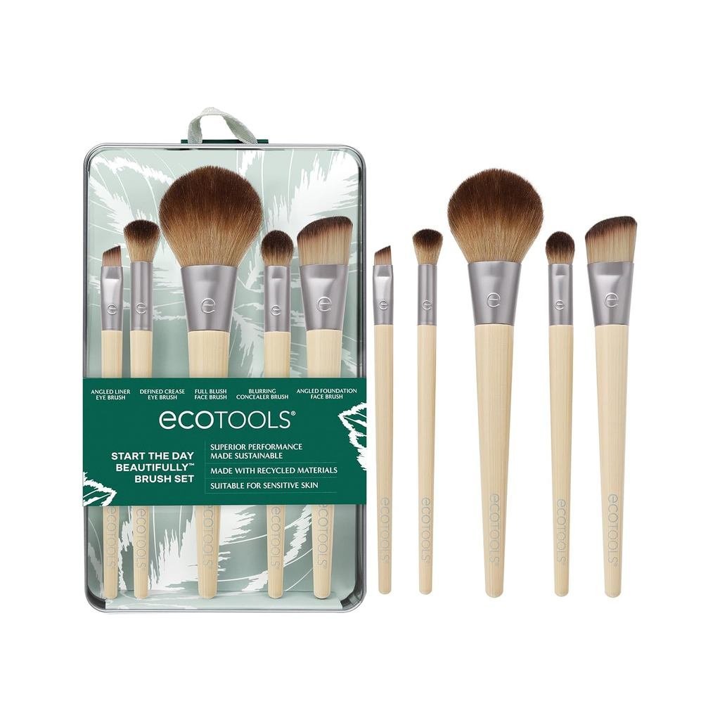 EcoTools6 PieceStarttheDayชุดแปรงแต่งหน้าที่สวยงาม,แปรงแต่งหน้าสําหรับอายแชโดว์,บลัชออน,คอนซีลเลอร์,