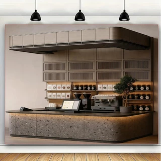 ผ้าพื้นหลังสำหรับห้องกาแฟ (สต็อกไทย, จัดส่งรวดเร็ว) ผ้าแขวนแบนเนอร์สำหรับห้อง (ขนาดสูงสุด 180-300 ซม.)