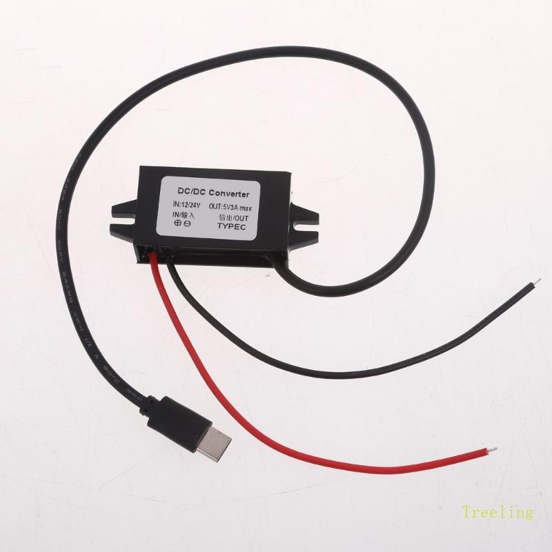 Treeling 12V ถึง 5V USB C Converter DC12V ถึง Type C 5V 3A USB Buckk โมดูลขั้นตอนลง