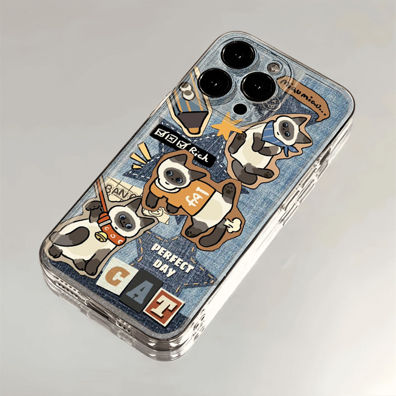 เคสไอโฟน 16 pro max case iphone 16 pro max Denim Siamese Cat เหมาะสําหรับ Apple 15promax เคสโทรศัพท์