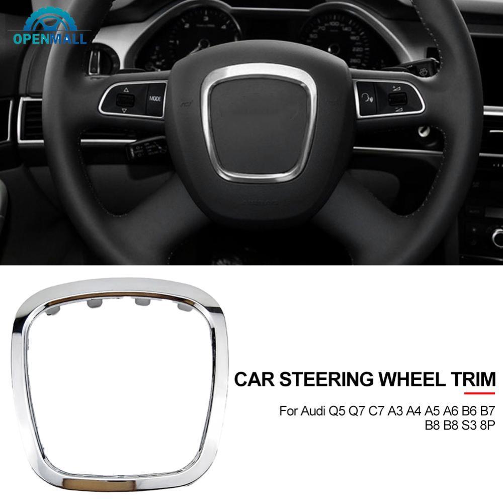 OPENMALL พวงมาลัยรถแผงกรอบแหวนสติกเกอร์ Trim Center Cover Protector สําหรับ Audi Q5 Q7 C7 A3 A4 A5 A