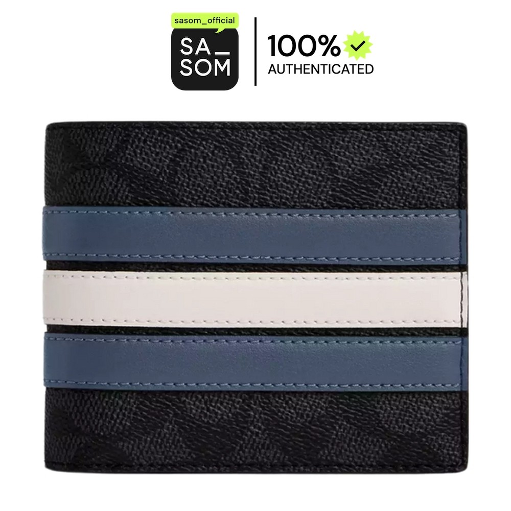 Coach 3 In 1 Wallet In Signature Canvas With Varsity Stripe | ของแท้ ตรวจสอบโดย SASOM