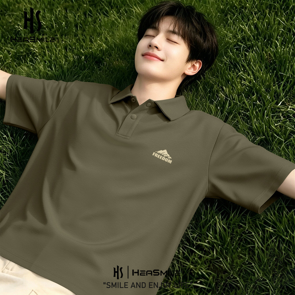เสื้อยืดคอปกผู้ชายแบรนด์ท้องถิ่นยิ้ม ระบายอากาศ แห้งเร็ว ต่อต้านริ้วรอย ทนทาน เชื่อมต่อง่าย (เอสจีพี