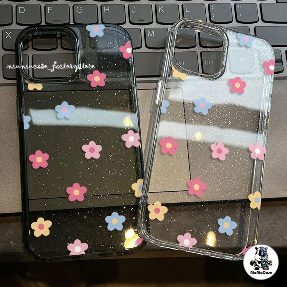เคส For iPhone 16 เคสไอโฟน11 ใสแวววาวสุดสดใส เคส TPU ดอกไม้หลากสี เข้ากันได้กับ iPhone 12 13 16 15 14 Pro max XR 16Plus
