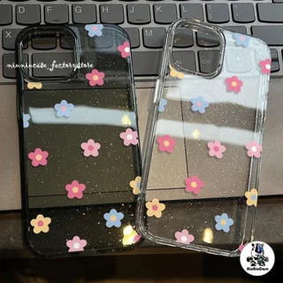 เคส For iPhone 16 เคสไอโฟน11 ใสแวววาวสุดสดใส เคส TPU ดอกไม้หลากสี เข้ากันได้กับ iPhone 12 13 16 15 14 Pro max XR 16Plus