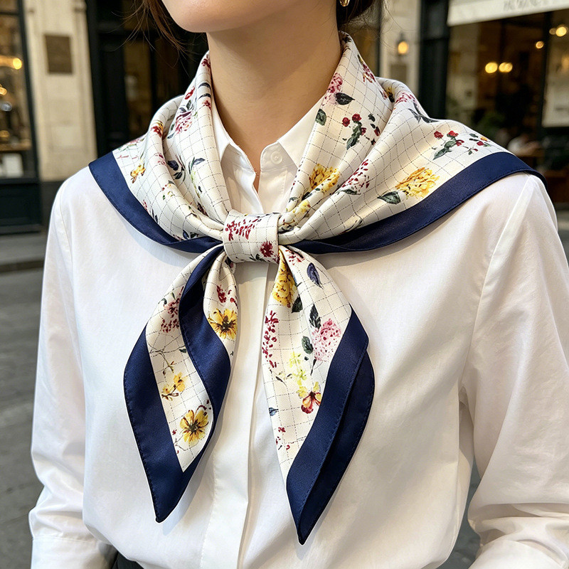 ผ้าพันคอไหม Tie คอ 70 ผ้าพันคอสแควร์แฟชั่นผ้าพันคอ Tie กระเป๋าตกแต่งผ้าพันคอ High-End Headscarf แถบค