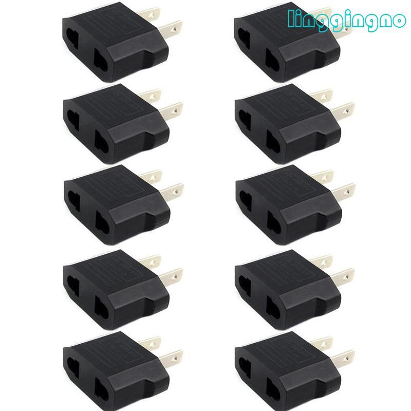 RR 10 ชิ้น US EU ถึง US Euro Euro Europe Plug Converter Travel Adapter ซ็อกเก็ตไฟฟ้า