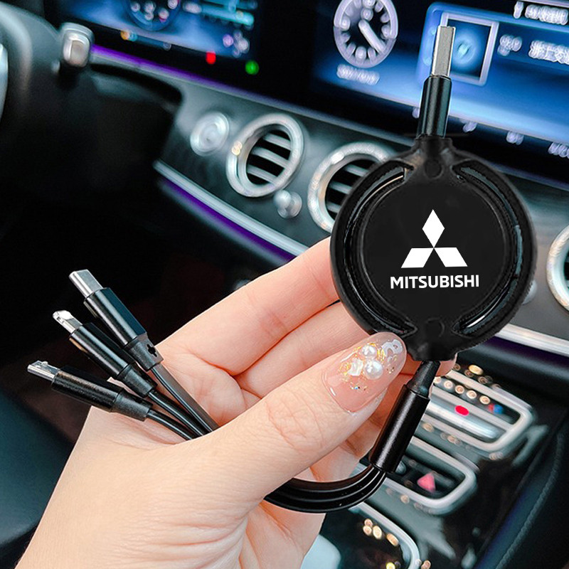 รถ 3 In 1 Retractable Micro Data Wire USB Type C 100w Fast Charging สําหรับ Mitsubishi Outlander Xpa