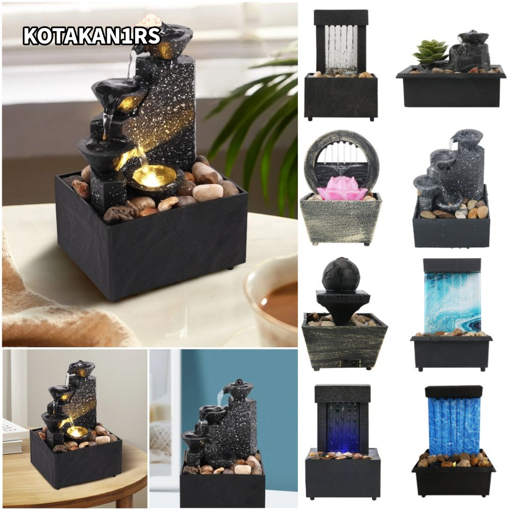 KOTAKAN1RS น้ําตก Fengshui จีน,หมุนเวียนน้ําไหลแบตเตอรี่/Plugged ในน้ําพุ, Creative Micro ภูมิทัศน์ ABS น้ําไหลเครื่องประดับตกแต่งบ้าน