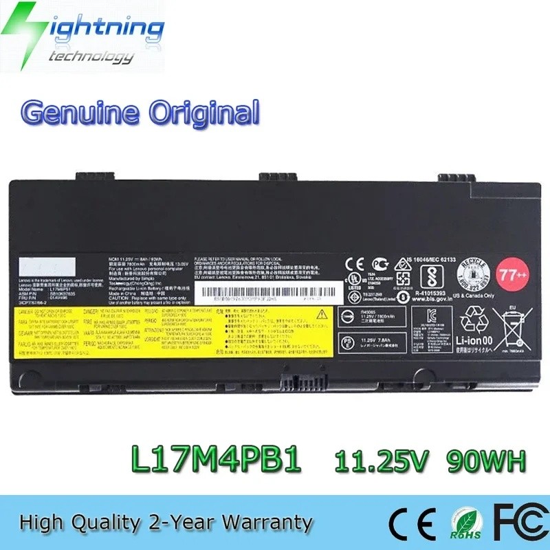 ใหม่ของแท้ L17M6P51 11.25V 90Wh แบตเตอรี่แล็ปท็อปสําหรับ Lenovo Thinkpad P50 P51 P52 20EN0006GE 77++