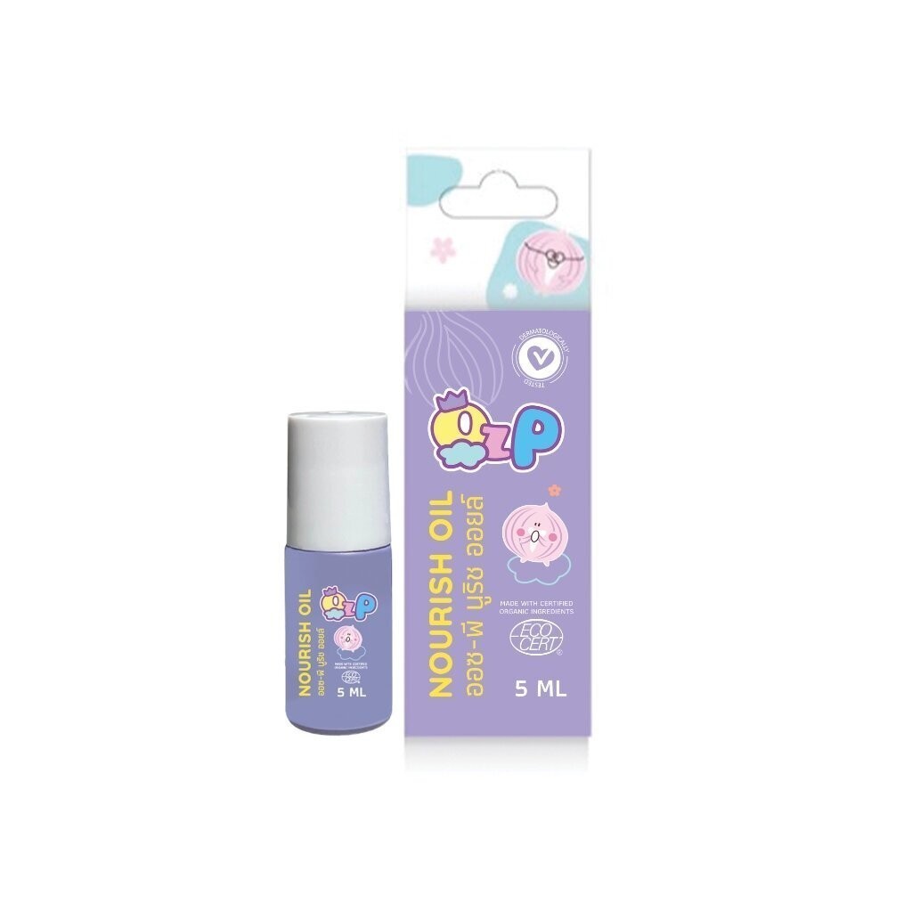 OZP NOURISH OIL 5ml. น้ำมันหัวหอม ออซ-พี นูริช ออยล์ แบบลูกกลิ้ง เพื่อลูกน้อย หอมนานและปลอดภัย