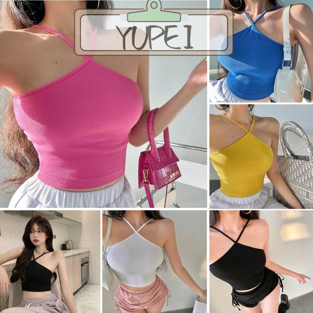 YUPEI Summer Tops, Aesthetic Dopamine Cami Crop Top, Slim Fitting Short Y2k Coquette Clothes