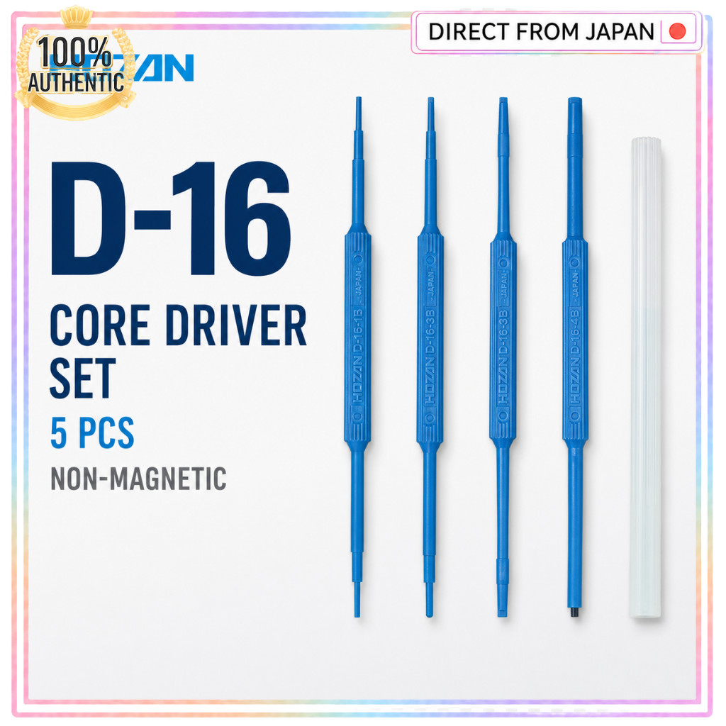 HOZAN D-16 Core Adjustment Driver Set 5 Pcs for Ferrite Cores and Trimmer Potentiometers