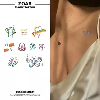 !!ส่งจากไทย!! Cute Tattoo สติกเกอร์รอยสักสีสดใส กันน้ำ ติดทนนาน ใช้ง่าย แต่งหน้า/นิ้วมือ เพิ่มความมั่นใจ