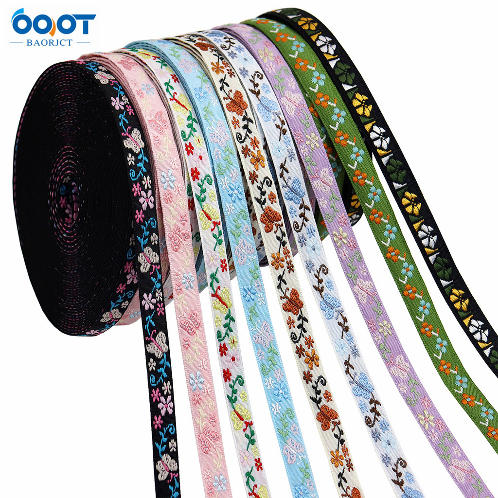J4KG [จัดส่งจากจีน 1y = 0.9m] กว้าง 1 ซม.ลูกไม้ Webbing เย็บปักถักร้อยขอบชาติพันธุ์ Hanfu ตกแต่งริบบ