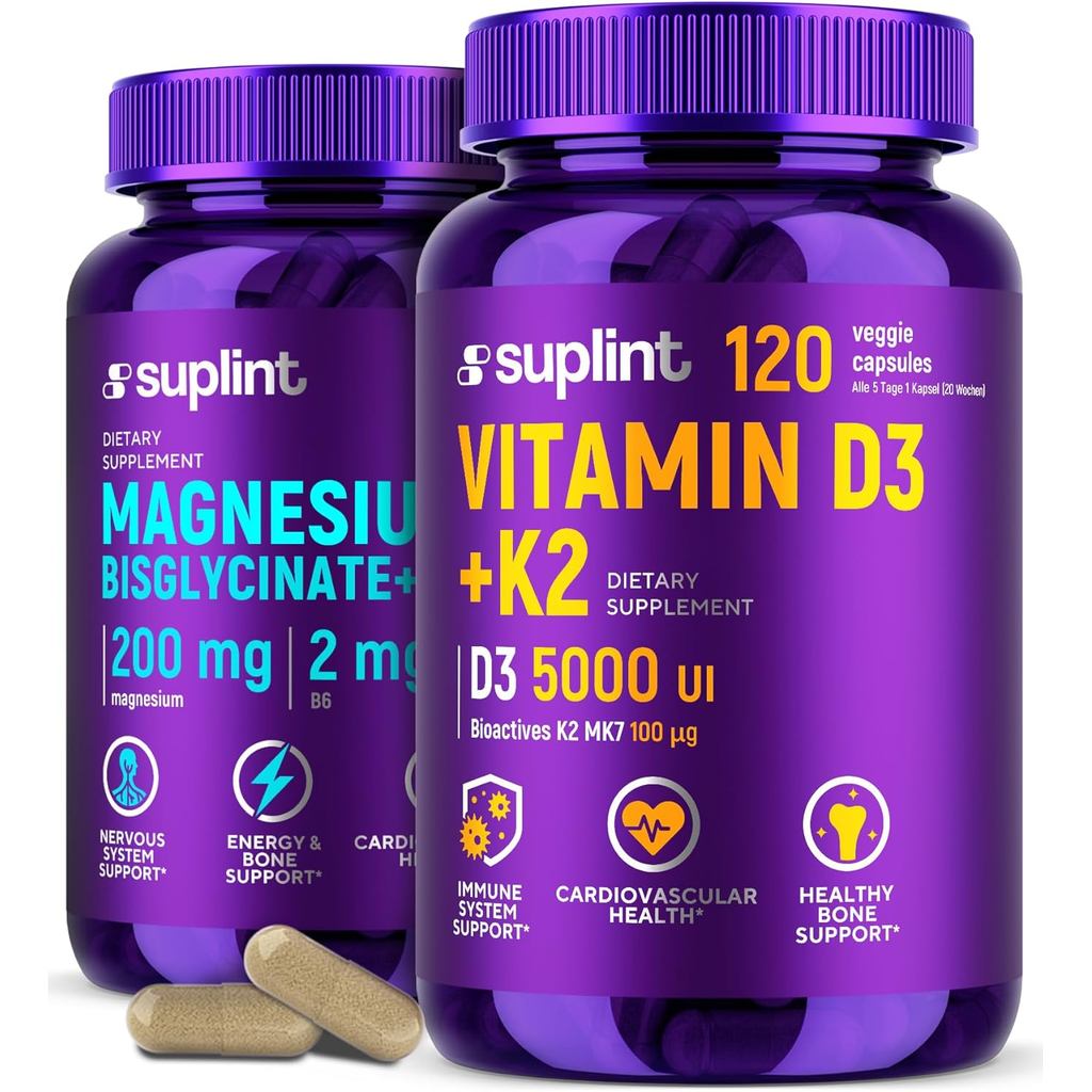 วิตามินดี3+Magnesium Glycinate Combine – 5,000 IU Vitamin D3 & 100 μg K2 MK-7+200mg Magnesium และ Vi