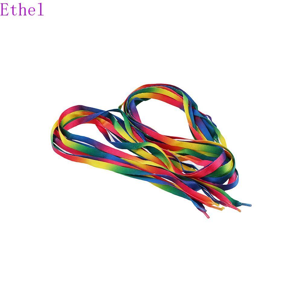 ETHEL 5 คู่ Rainbow Shoelace แฟชั่นแบนถักหลายสีสําหรับรองเท้าผ้าใบกีฬารองเท้า Laces Strings