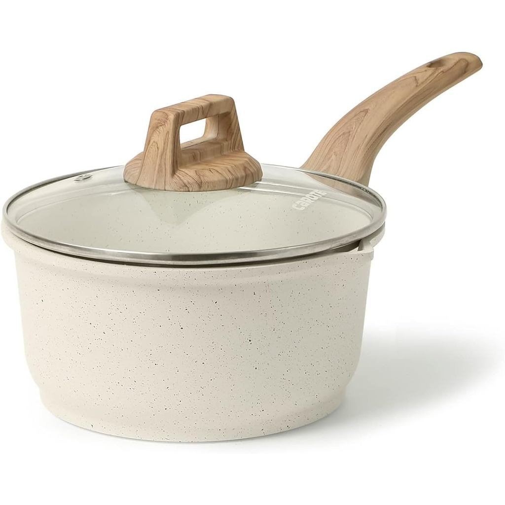 CROTE 2Qt ชุดกระทะซอสพร้อมฝาปิดหม้อทํา Nonstick Saucepans ชุดเครื่องครัวพร้อม Pour Spout หม้อครัวขนา