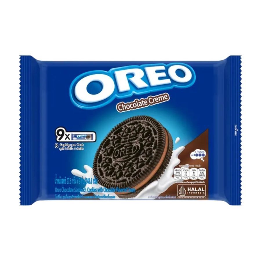 โอรีโอ ช็อกโกแลตครีมแซนด์วิชคุกกี้ Oreo Chocolate Cream Cookies 248.4g.
